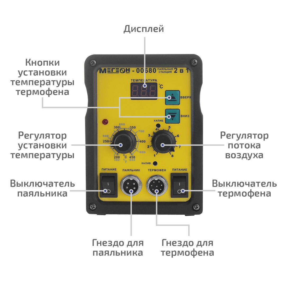 Паяльная станция 2 в 1 МЕГЕОН 00680