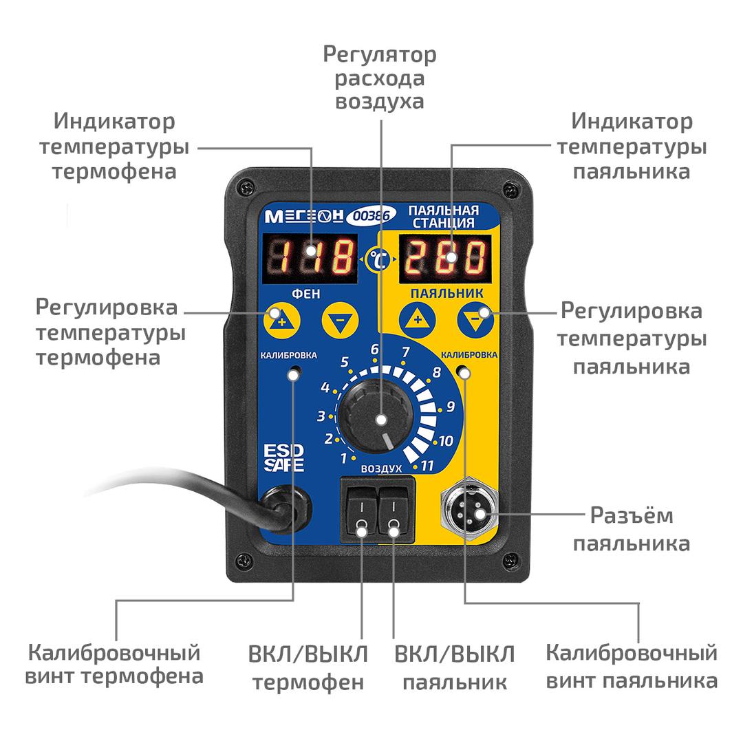 Паяльная станция 2 в 1 МЕГЕОН 00386