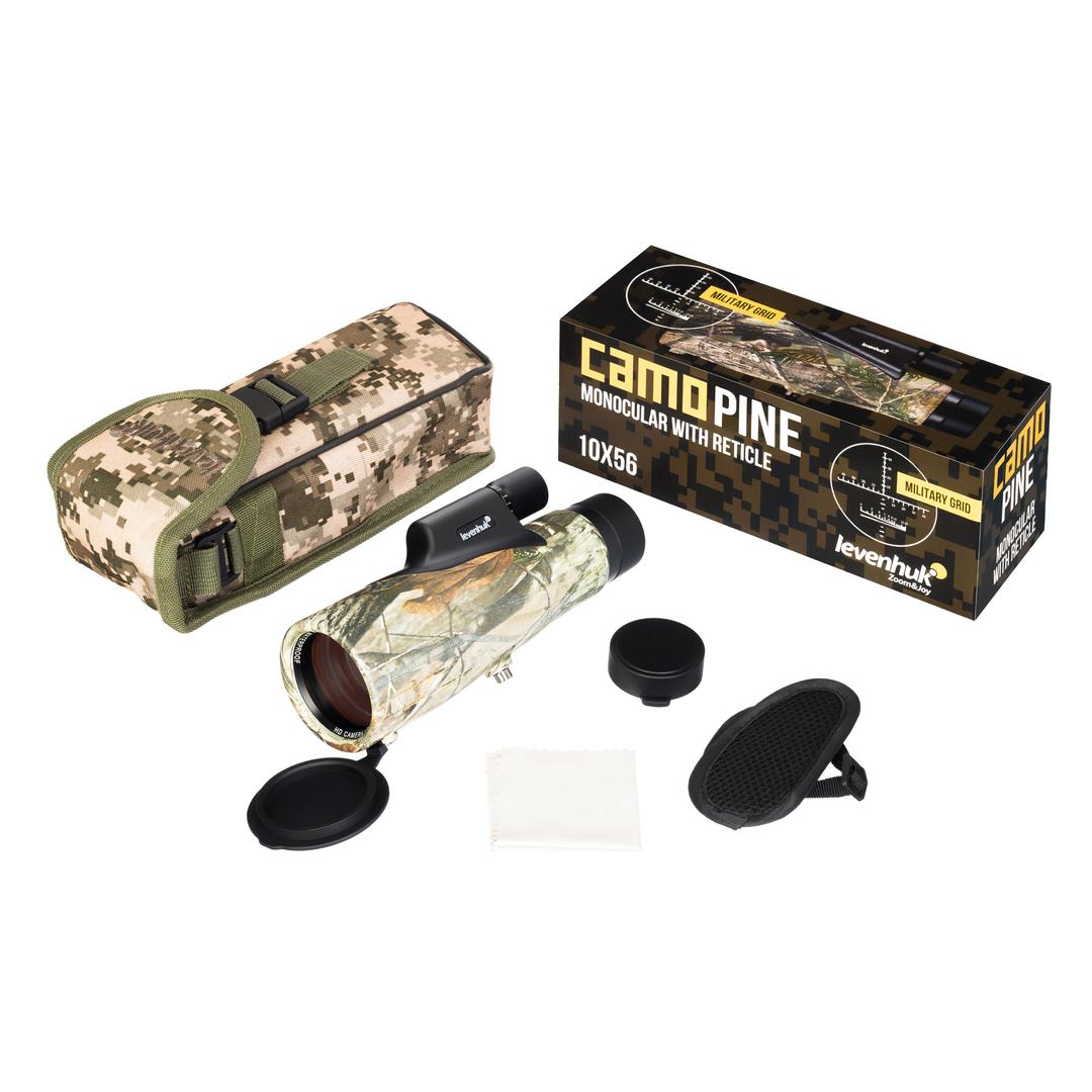 Монокуляр камуфляжный Levenhuk Camo Pine 10x56 с сеткой, темно-зеленый