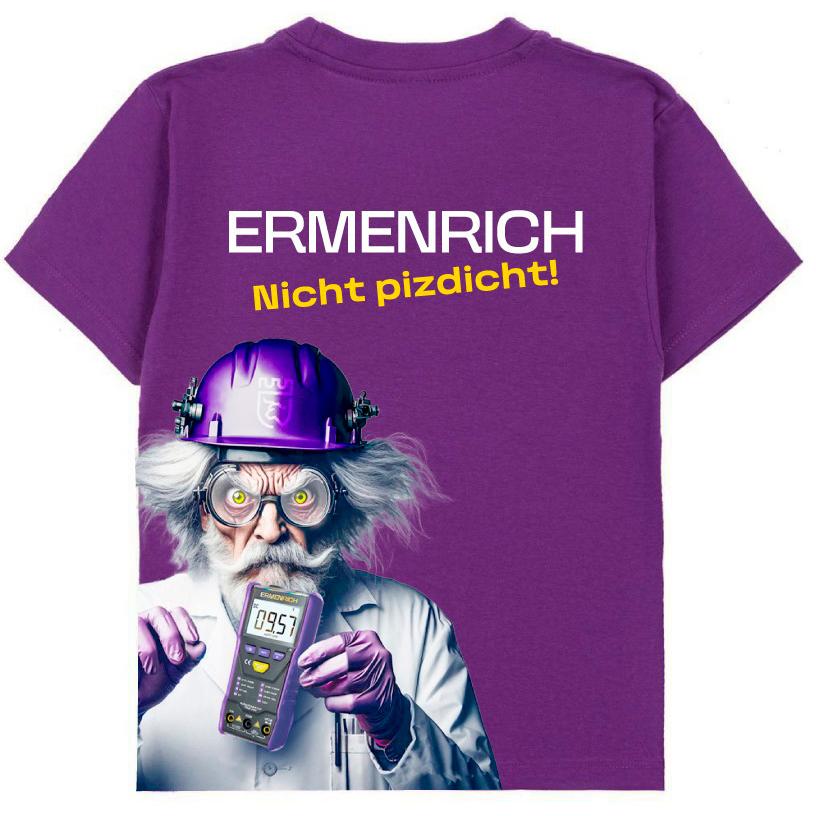 Фирменная футболка Ermenrich «Nicht pizdicht! Сумасшедший электрик», фиолетовая, размер XL